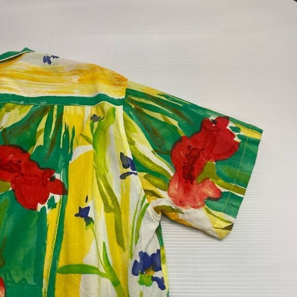 Jams World Hawaiian Floral Short Sleeve Button Up Shirt Size Large - Picture 10 of 10